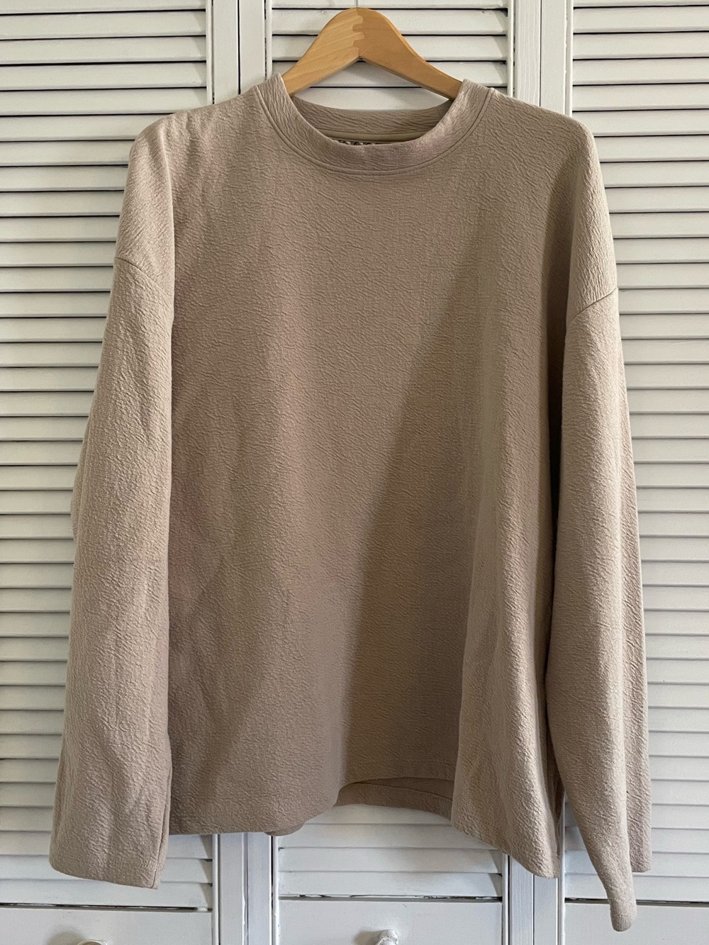 Denim & Flower Ricky Singh Men’s Beige Long Sleeve Crewneck, Light Textured, XL
